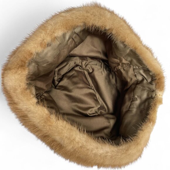 Vintage Mink Fur Hat Brown Women's Walnut Brown - Picture 7 of 8